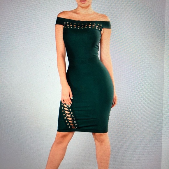 Fashion Nova Bandage Green Dress - Picture 1 of 3